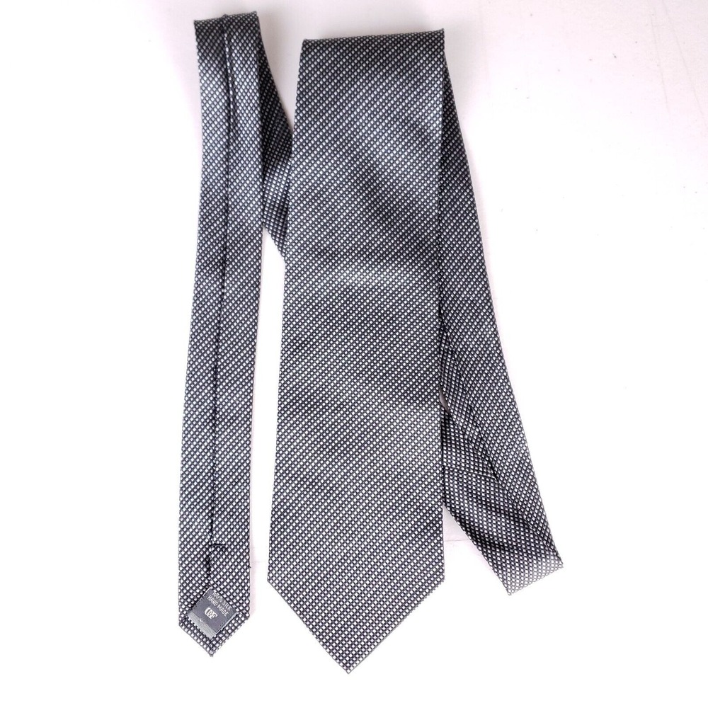 Daniel De Fasson Classic Geometric Business Formal Dress Tie Black‎ Silver